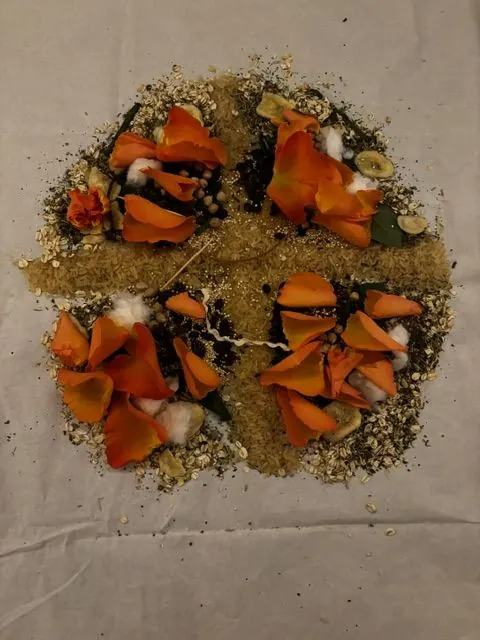 Een depacho van bloemen en zaden