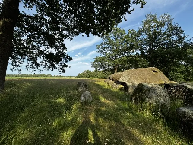 Een hunnebed in het landschap